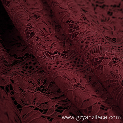 Red Floral Cotton Chantilly Lace